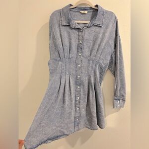 Entro Long Sleeve Button-Down Short Dress
